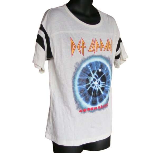 DEF LEPPARD Tee, M, Forever 21, 2 sided, 1993, White Jersey, Stripe Short sleeve - Picture 2 of 6